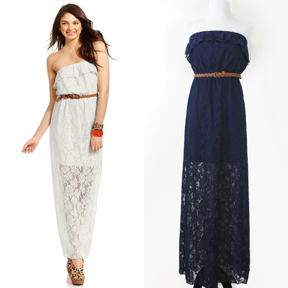Dresses & Skirts - Off the Shoulder Lace Ruffle Maxi